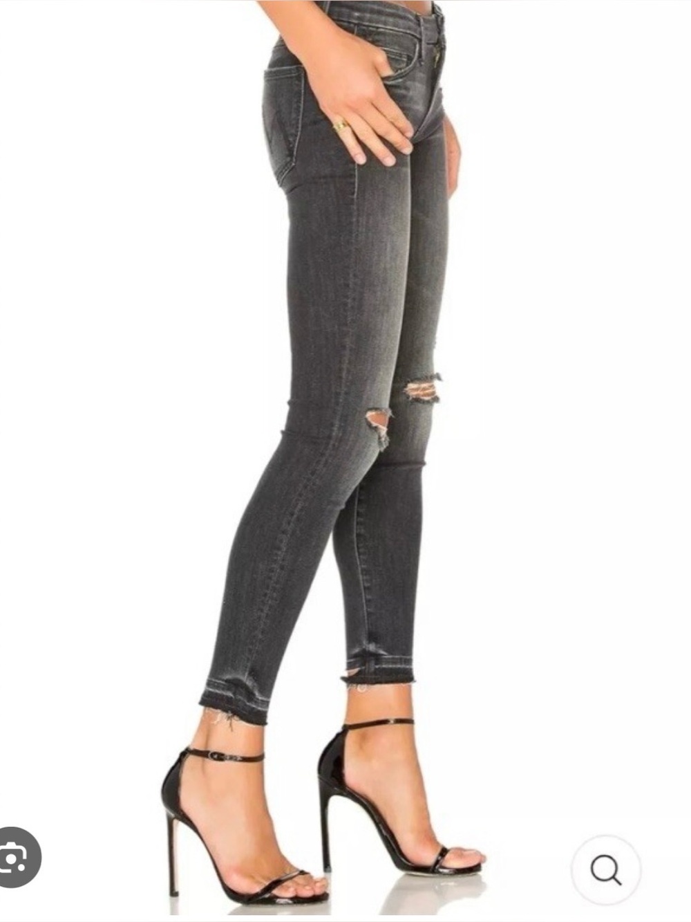 Mother The High Waisted Looker Black Wash Ankle Jeans Stealing Shadows 38 Skinny